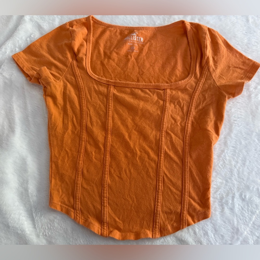 HOLLISTER Must Have Collection Orange Corset Style Baby Tee Cropped Top XS Y2K